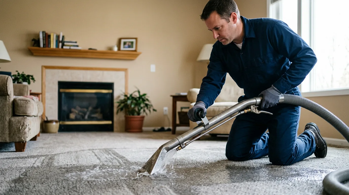 Water damage restoration technician working near Jackson, LA